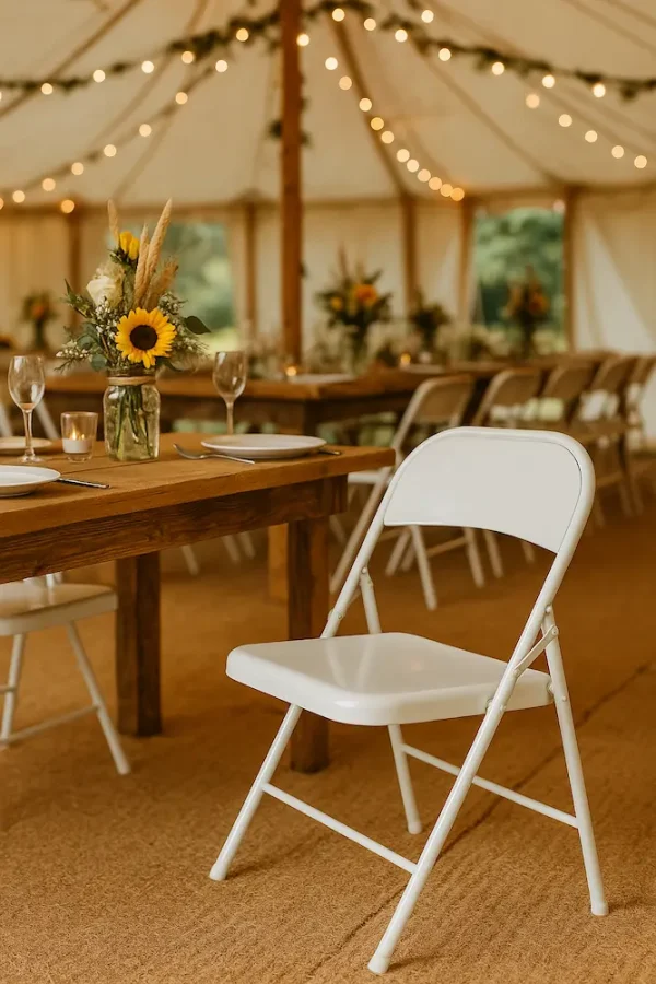 Matt White Metal Folding Chair - Image 4