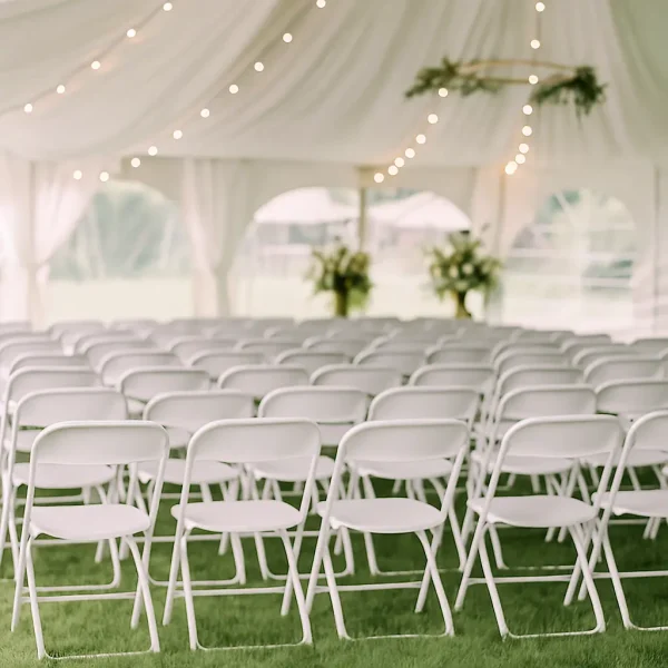 Matt White Metal Folding Chair